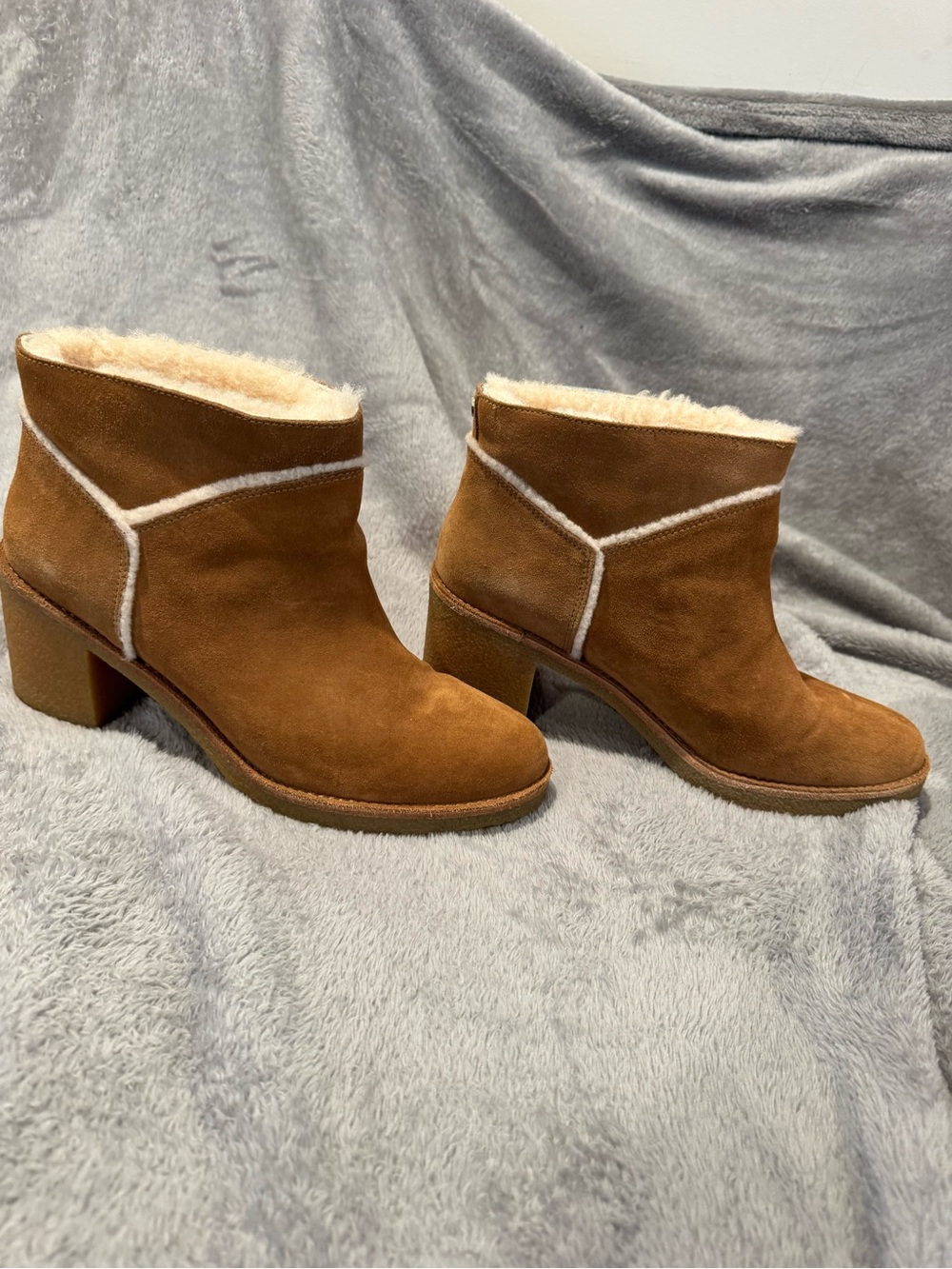 UGG Chestnut Suede Shearling-Lined Ankle Booties